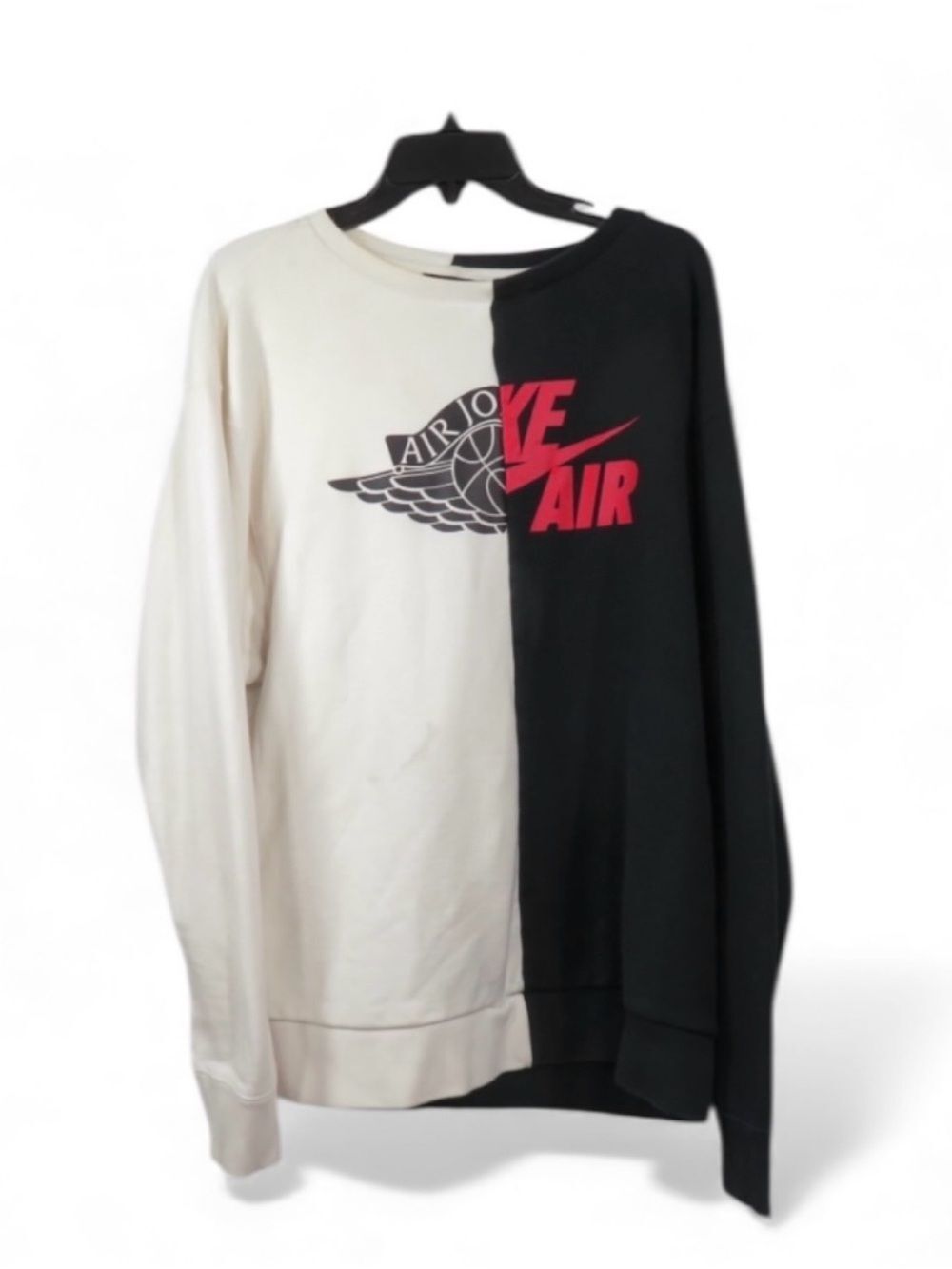 Nike Air Jordan SRT Logo Remix Split Crew Neck Sweatshirt Black White Men’s XL